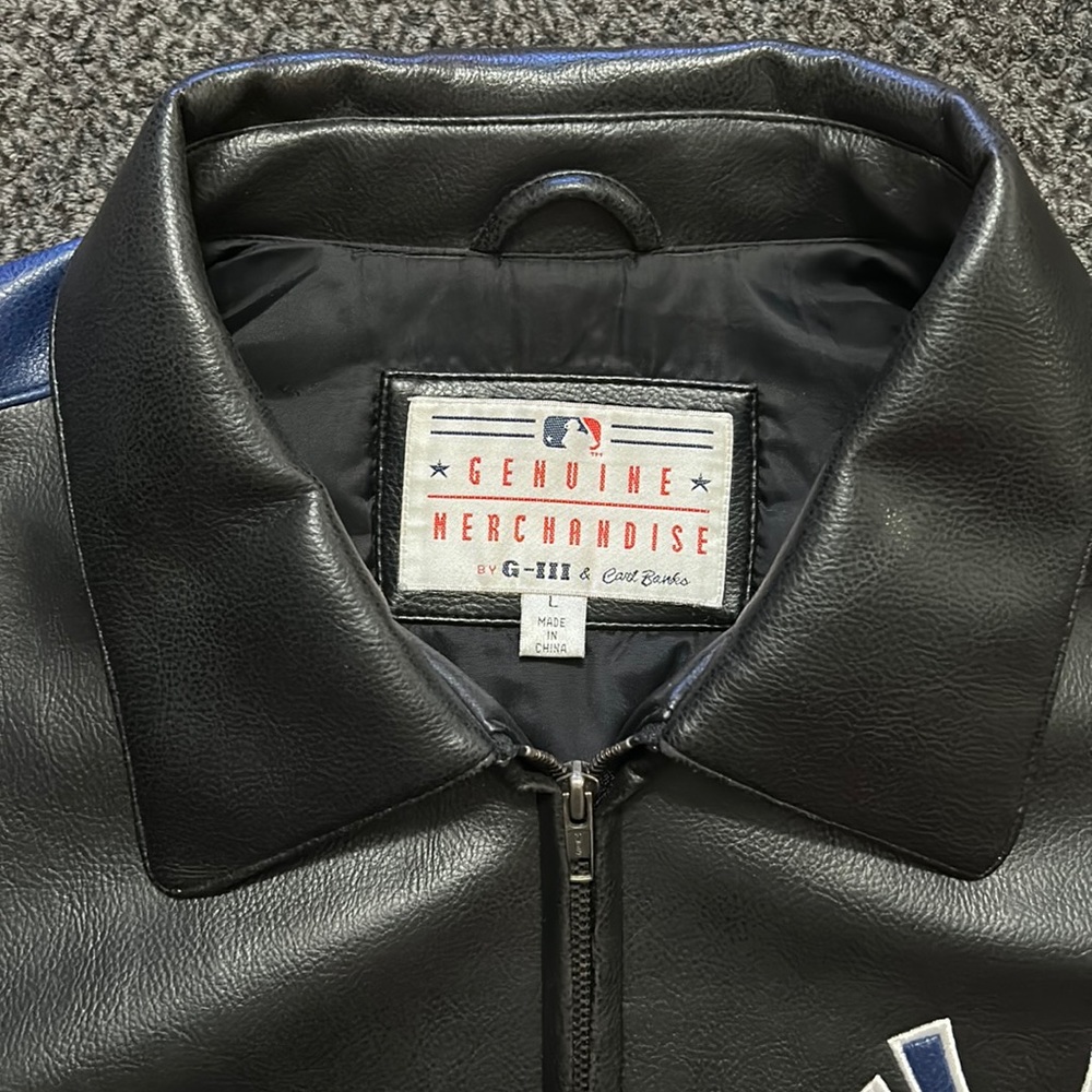 MLB New York Yankees Leather Varsity Jacket Men’s Black Blue Bomber NY Logo - Picture 5 of 16